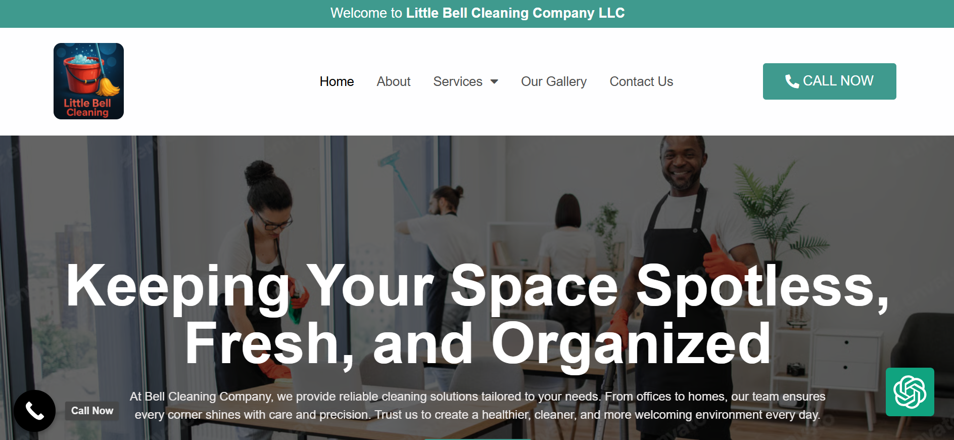 Little Bell Cleaning Company website screenshot
