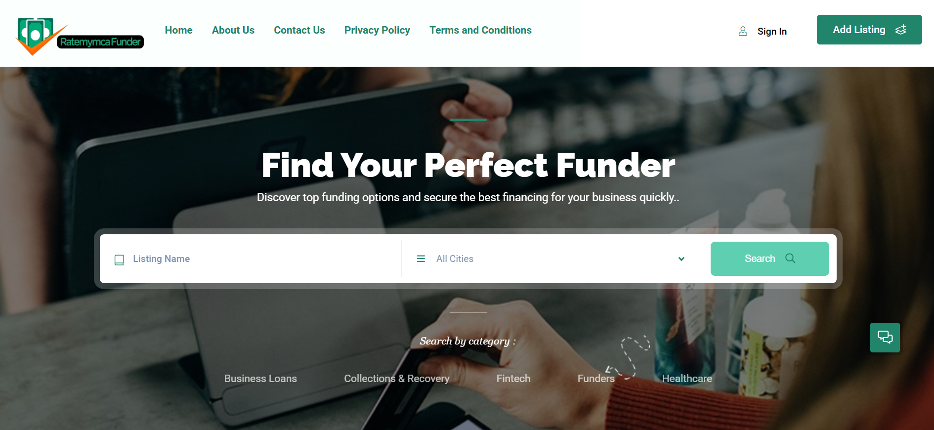 Rate My MCA Funder website screenshot